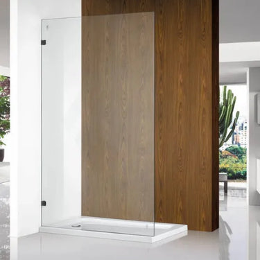 Matte Black Frameless Fixed Panel Walk in Shower Screen 2000mm - RJ Bathroom