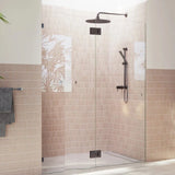 Frameless Brushed Gun Metal Wall to Wall Pivot Door Shower Screen