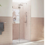 Frameless Brushed Nickel Wall to Wall Pivot Door Shower Screen