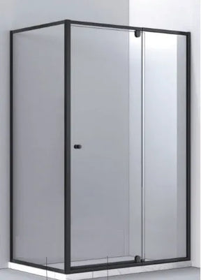 Matte Black Semi Frameless Corner Pivot Doors Shower Screen - RJ Bathroom