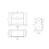 Aulic Varcelli Timber Harvest Oak 1200mm Fluted Curved Freestanding Vanity Palis(Carrara) Stone top