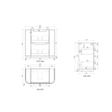 Aulic Varcelli Timber Harvest Oak 750/900mm Fluted Curved Freestanding Vanity Palis(Carrara) Stone top