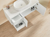 Brindabella Fluted 1200mm Single Bowl Matte White Waterproof Wall Hung Vanity Solid Surface Stone top
