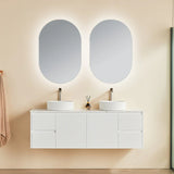 Brindabella Fluted 1500mm Double Bowl Matte White Waterproof Wall Hung Vanity Carrara White Stone top