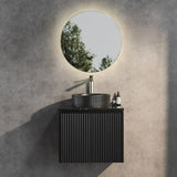 Brindabella Fluted 600mm Matte Black Waterproof Wall Hung Vanity Carrara Stone top