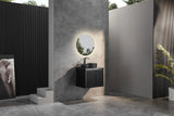 Brindabella Fluted 600mm Matte Black Waterproof Wall Hung Vanity Carrara Stone top