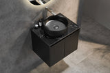 Brindabella Fluted 600mm Matte Black Waterproof Wall Hung Vanity Carrara Stone top