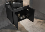 Brindabella Fluted 600mm Matte Black Waterproof Wall Hung Vanity Carrara Stone top