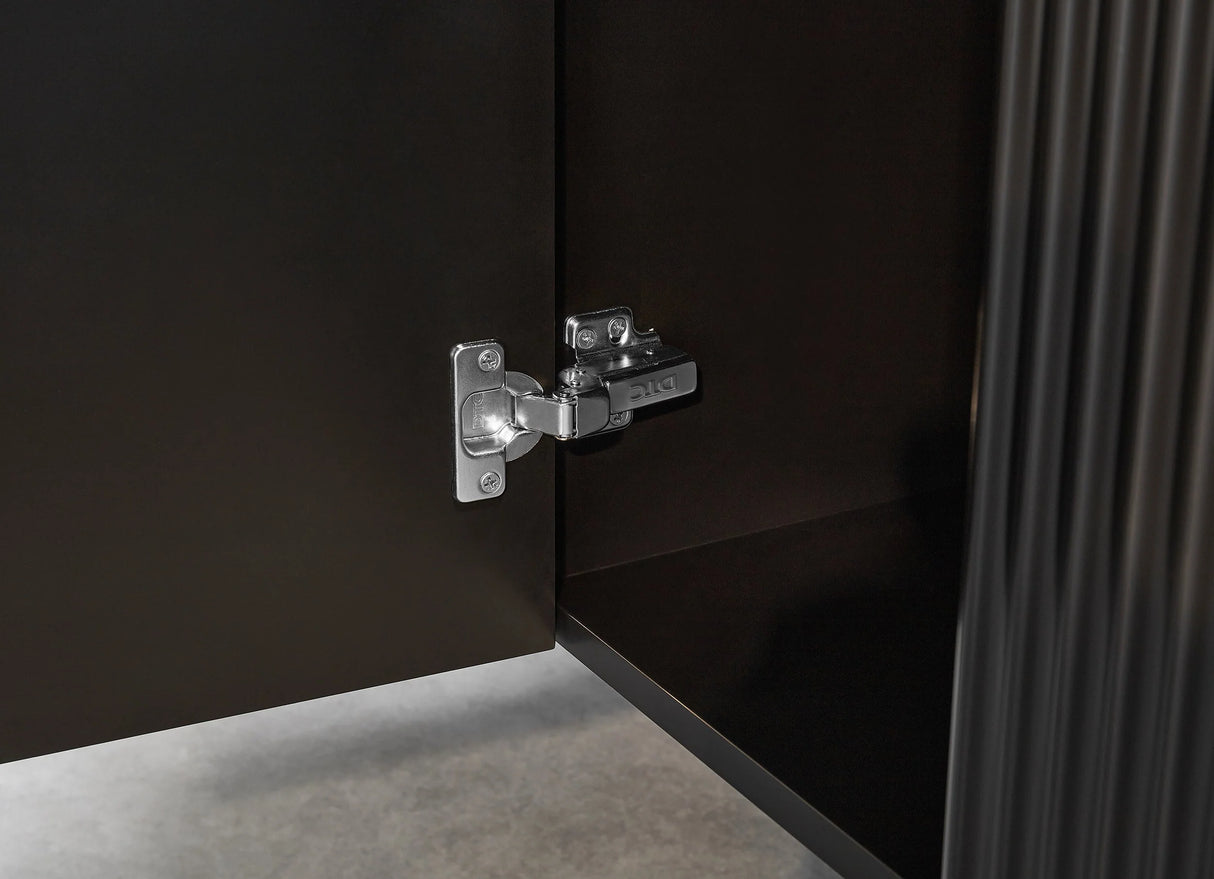 Brindabella Fluted 600mm Matte Black Waterproof Wall Hung Vanity Carrara Stone top