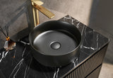 Brindabella Fluted 750mm Matte Black Waterproof Wall Hung Vanity Galaxy Black Stone top