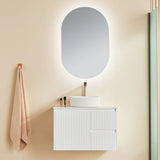 Fluted Wall Hung Vanity Brindabella 750mm Matte White Waterproof Galaxy Black Stone top
