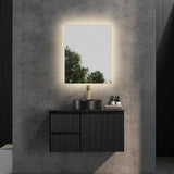 Brindabella Fluted 900mm Matte Black Waterproof Wall Hung Vanity Bianco Twirl Stone top