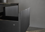 Brindabella Fluted 900mm Matte Black Waterproof Wall Hung Vanity Bianco Twirl Stone top