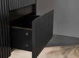 Brindabella Fluted 900mm Matte Black Waterproof Wall Hung Vanity Bianco Twirl Stone top