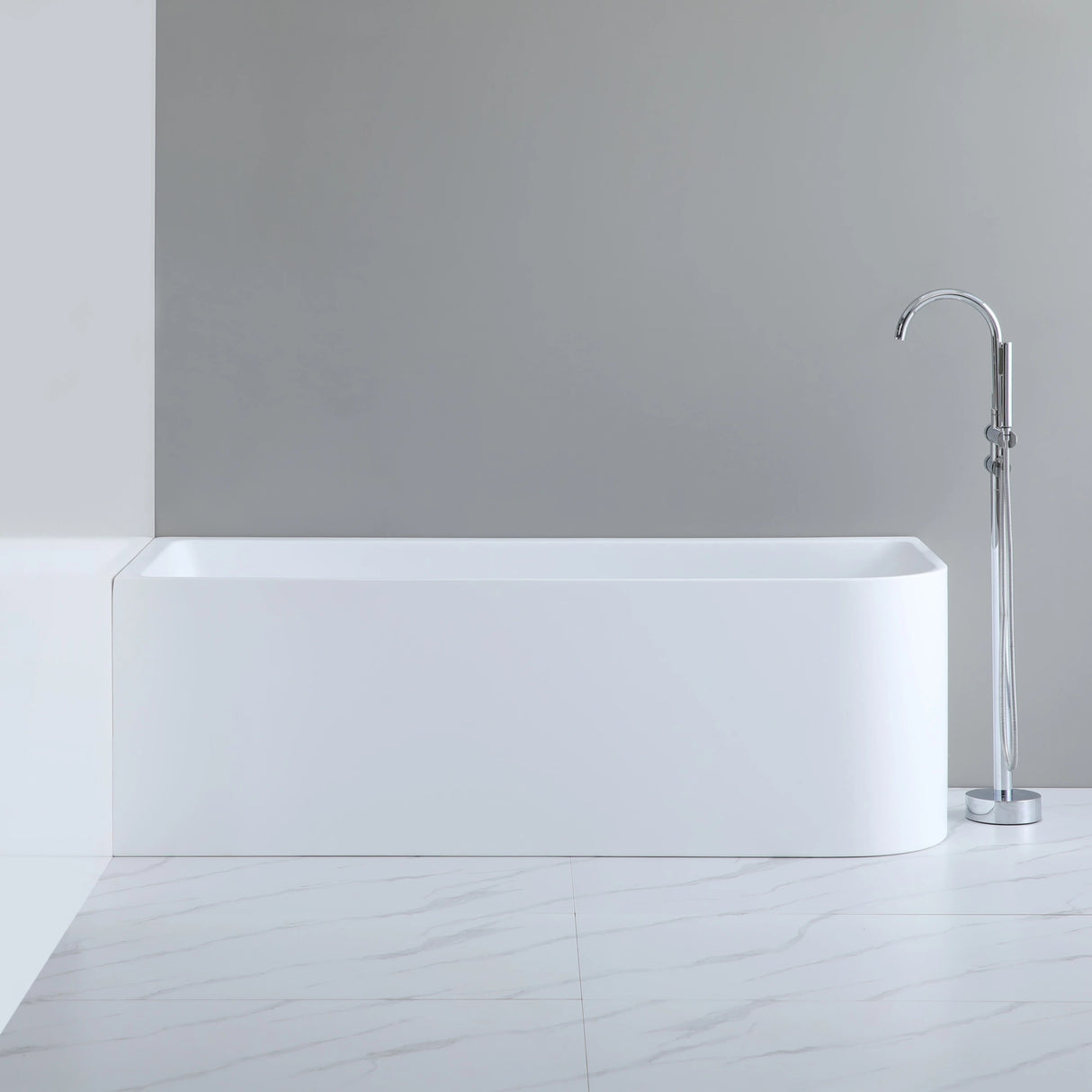 Left Corner Bathtub Matte/Gloss White Casey Back to Wall 1400mm