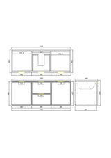 Miami Hampton Shaker 1200mm Single Bowl Olive Green PVC Waterproof Wall Hung Vanity Solid Surface Stone top