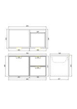 Miami Hampton Shaker 900mm Olive Green PVC Waterproof Wall Hung Vanity Bianco Twirl Stone top