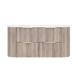Timber Classic Oak Artis 1200mm Fluted Curved Waterproof Wall Hung Vanity Solid Surface Stone top