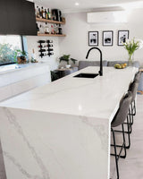Rome Fluted Curved 1200mm Double Bowl Waterproof Wall Hung Vanity Carrara Stone top Matte White Handles