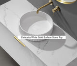 Brindabella Fluted 600mm Matte Black Waterproof Wall Hung Vanity Carrara Stone top