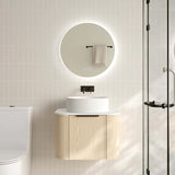 Timber Hampton Curved Natural Oak Elva Wall Hung Vanity 600mm