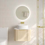 Timber Hampton Curved Natural Oak Elva Wall Hung Vanity 600mm