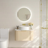 Timber Hampton Curved Natural Oak Elva Wall Hung Vanity 750mm