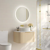 Timber Hampton Curved Natural Oak Elva Wall Hung Vanity 750mm