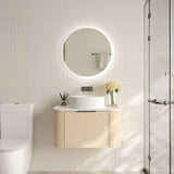 Timber Hampton Curved Natural Oak Elva Wall Hung Vanity 750mm