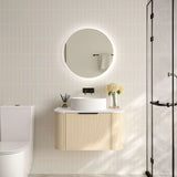 Timber Hampton Curved Natural Oak Elva Wall Hung Vanity 750mm