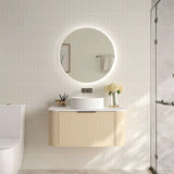 Timber Hampton Curved Natural Oak Elva Wall Hung Vanity 900mm