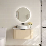 Timber Hampton Curved Natural Oak Elva Wall Hung Vanity 900mm