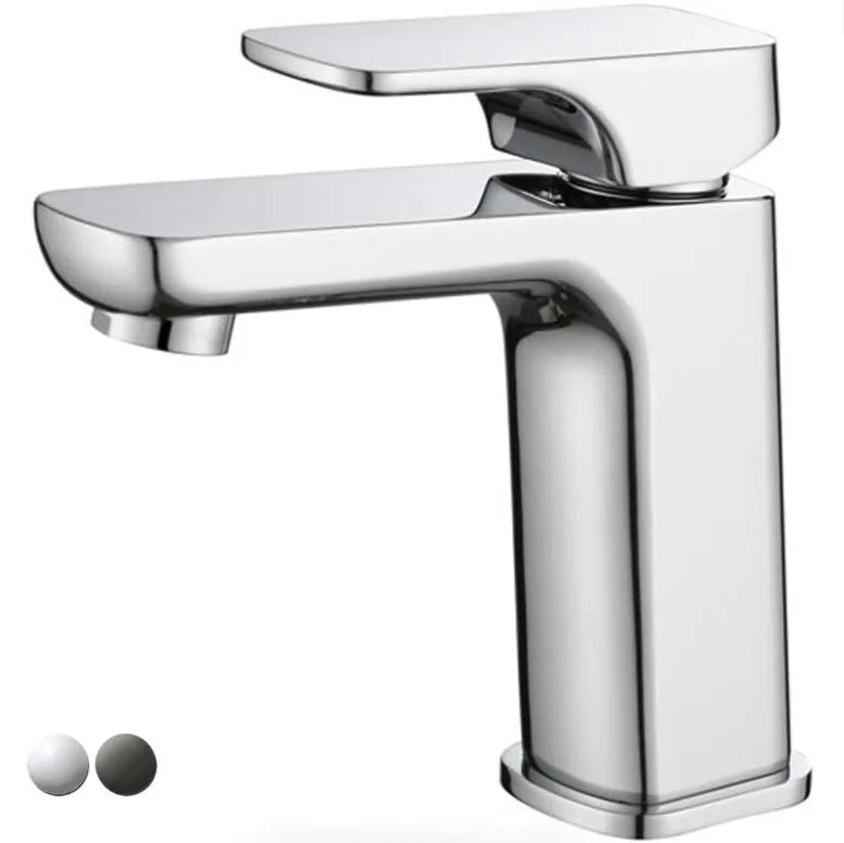 Eden Chrome/Black Soft Square Basin Mixer for Vanity and Sink