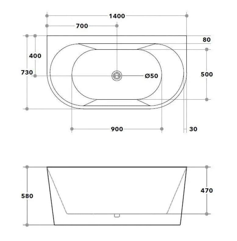 Elivia Matte White Back to Wall Freestanding Bathtub