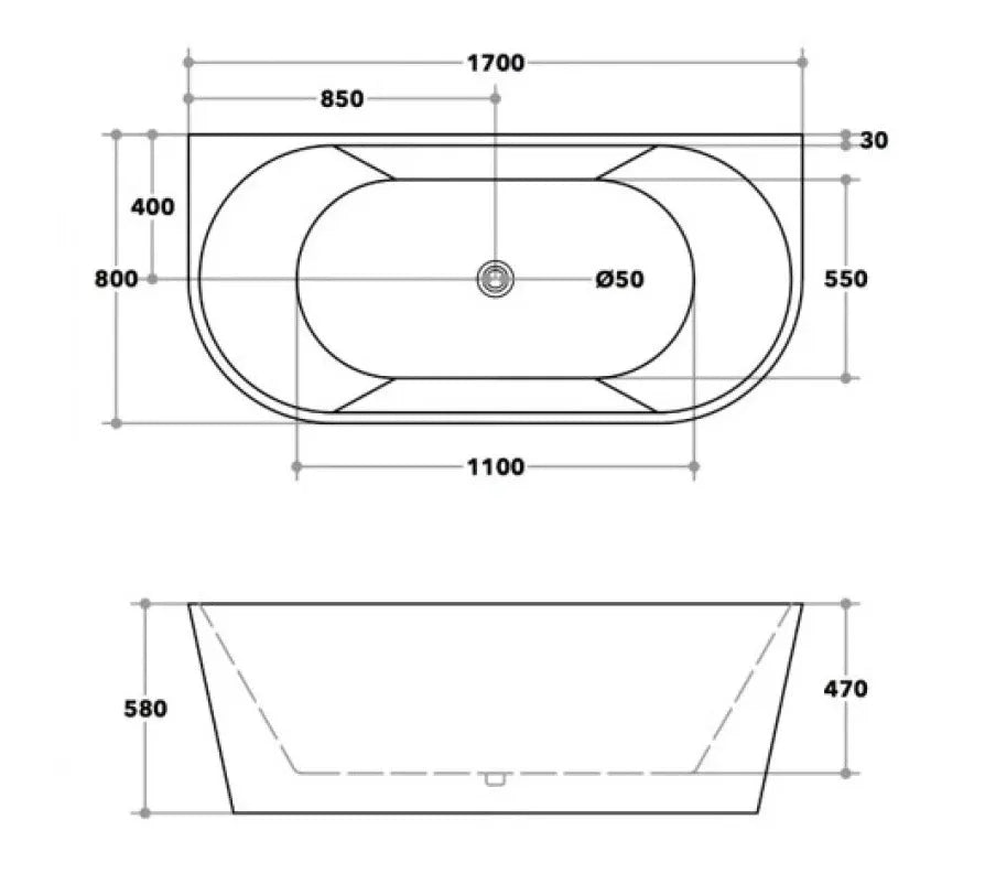 Elivia Matte White Back to Wall Freestanding Bathtub