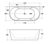 Elivia 1400/1500/1700mm Back to Wall Freestanding Bathtub