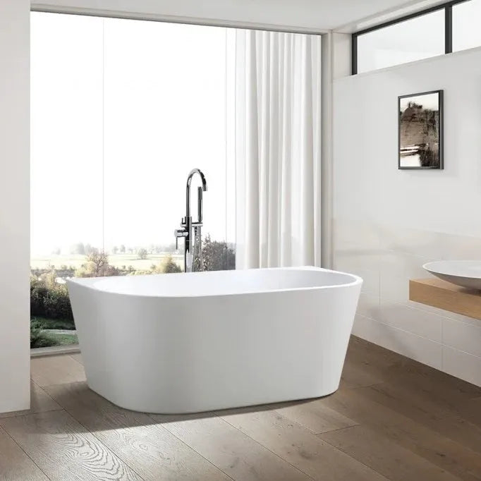 Elivia Matte White Back to Wall Freestanding Bathtub