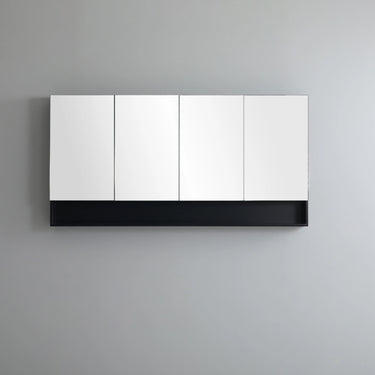 Fremental Matte Black PVC Waterproof 1500mm Mirror Shaving Cabinet with Shelf