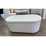 Fluted V-Groove Oval Round Freestanding Bathtub 1500/1700mm Matte White