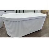 Fluted V-Groove Oval Round Freestanding Bathtub 1500/1700mm Matte White