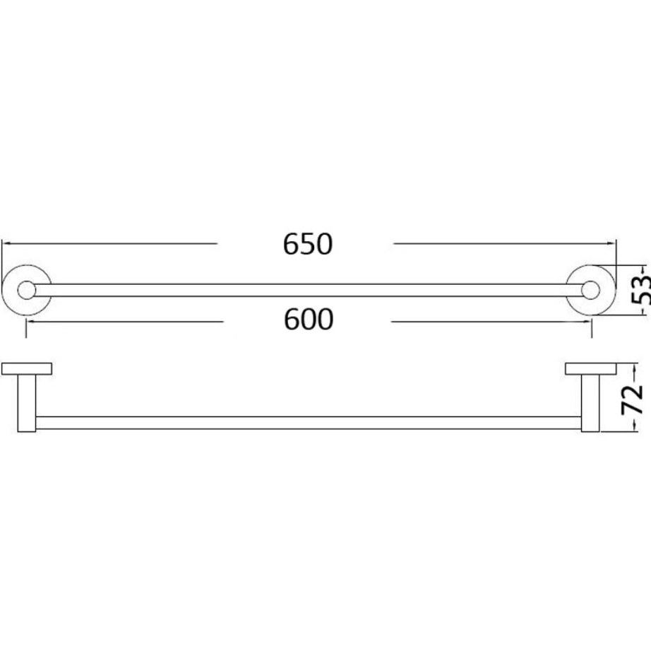 Otus Single Towel Rail 600mm Brushed Nickel