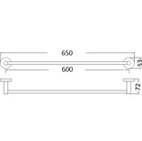 Otus Single Towel Rail 600mm Brushed Nickel