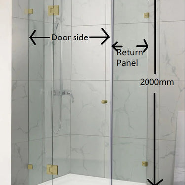 Copy Gun metal of L Shape Corner Frameless Pivot Door with Return Panel 10mm Glass Shower Screen - RJ Bathroom