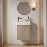 Timber Fluted Classic Oak Mini Ensuite Eden Wall Hung Vanity 450mm