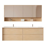 Hera Timber look Tas Oak 1800mm Wall Hung Double Bowl Vanity Stone Top