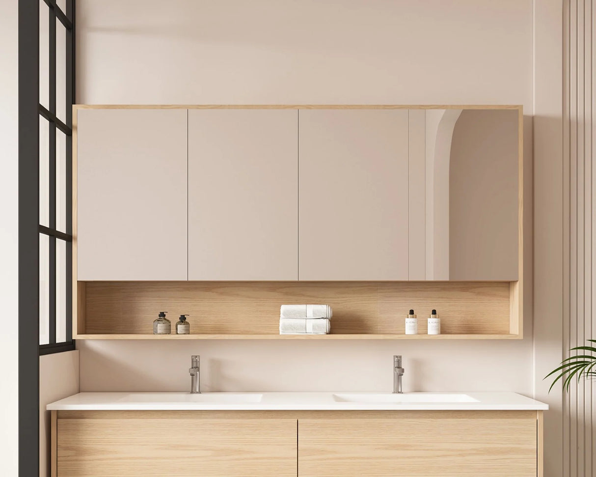 Hera Timber Look Tas Oak 1500mm Mirror Shaving Cabinet