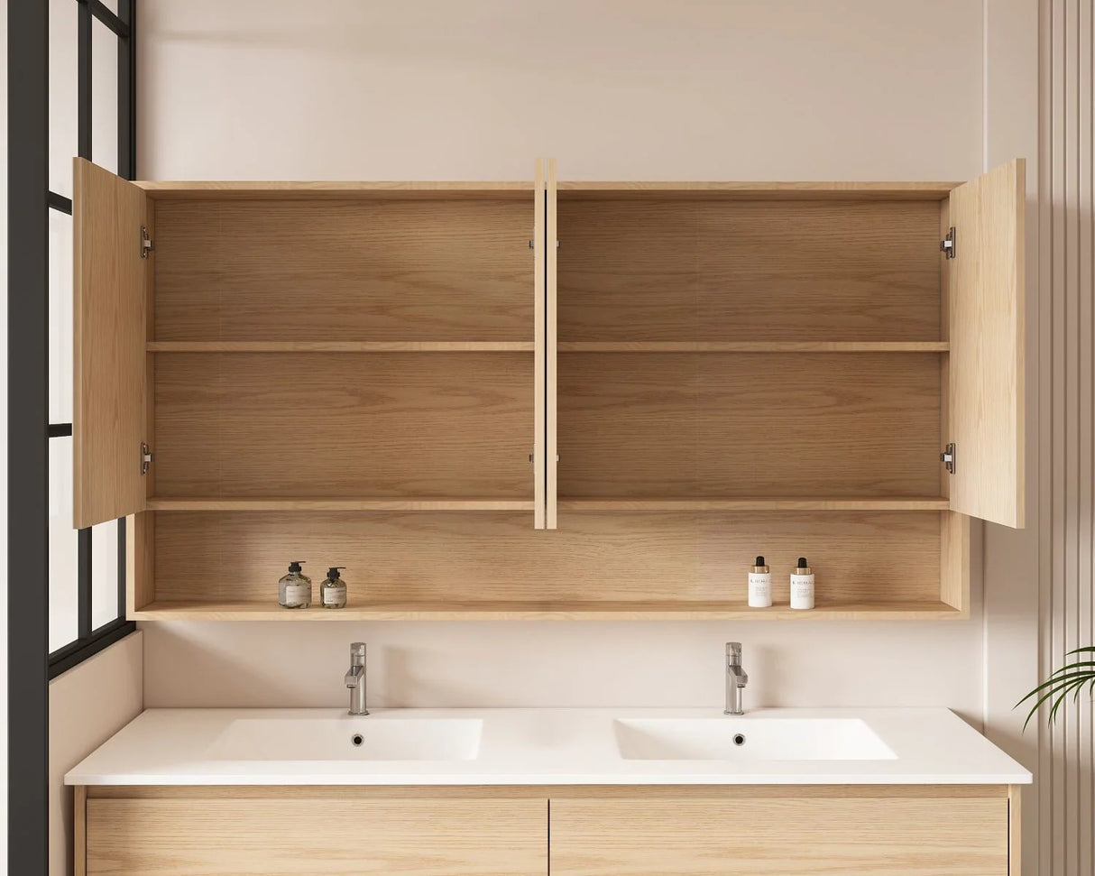 Hera Timber Look Tas Oak 1500mm Mirror Shaving Cabinet