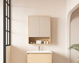 HERA Timber Look Tas Oak 600mm Mirror Shaving Cabinet