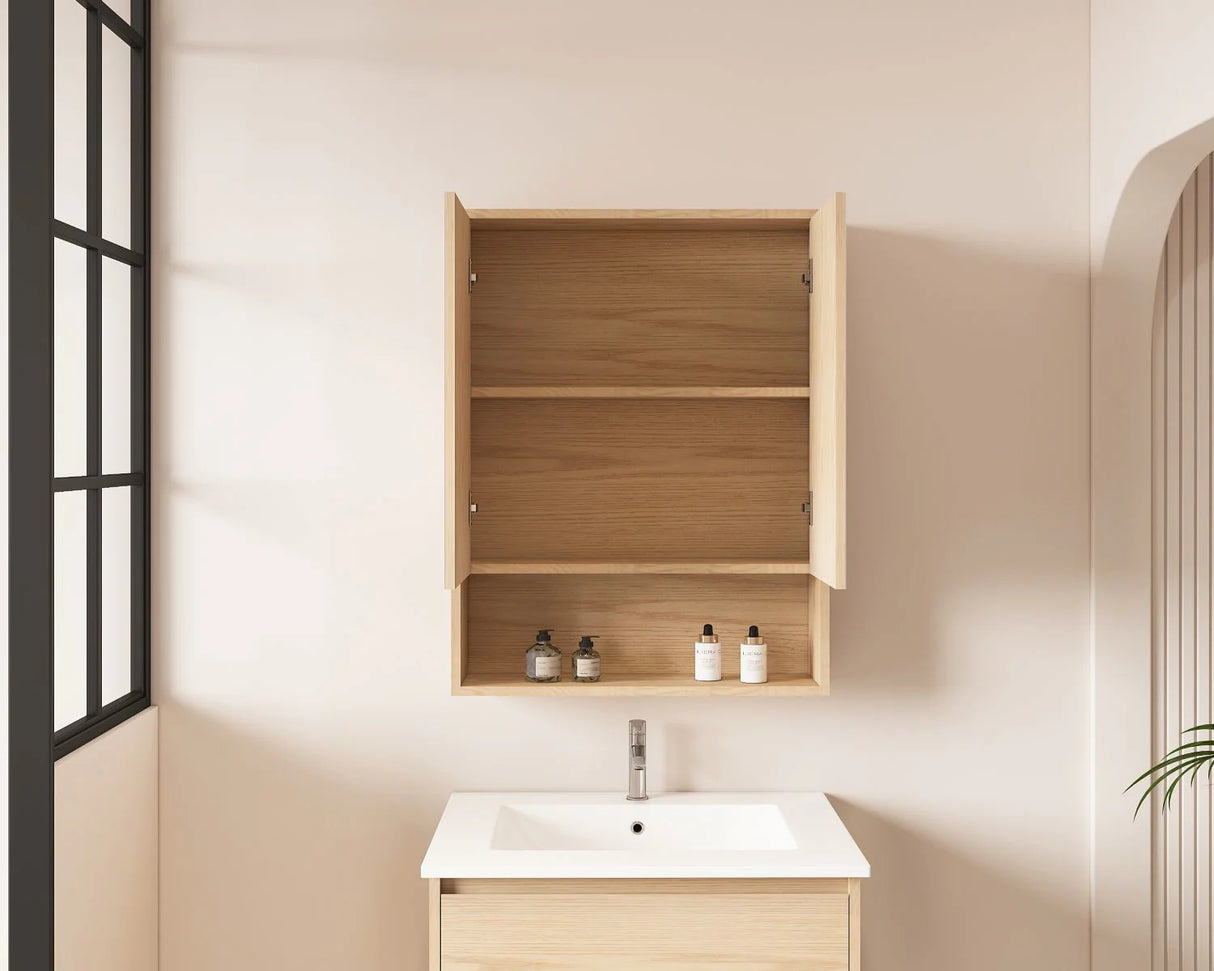 HERA Timber Look Tas Oak 600mm Mirror Shaving Cabinet