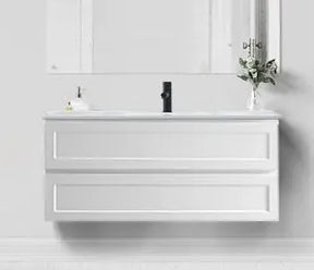 Hampton Shaker 900mm Matte White Wall Hung With All Drawer Vanity - RJ Bathroom